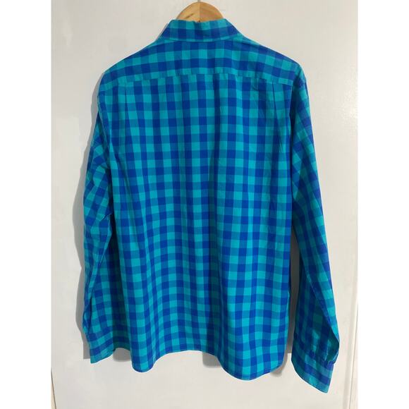 J Crew button down shirt men’s XL blue plaid cotton slim flex washed casual - Picture 3 of 5